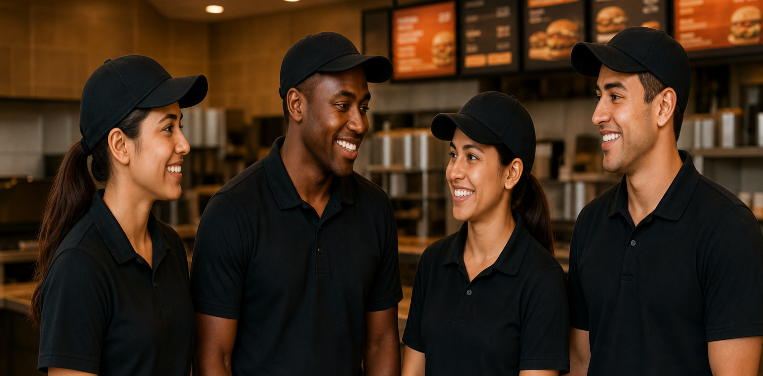 Frontline employees collaborating at work
